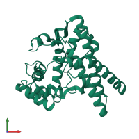 PDB entry 3m7g coloured by chain, front view.