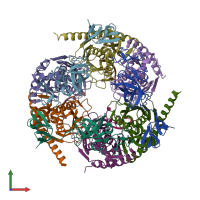 PDB entry 3m7n coloured by chain, front view.