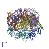 PDB entry 3m7n coloured by chain, top view.