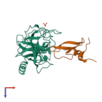 PDB entry 3m7q coloured by chain, top view.