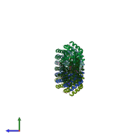 PDB entry 3m7w coloured by chain, side view.