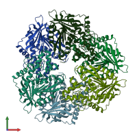PDB entry 3m81 coloured by chain, front view.