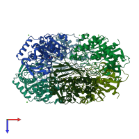 PDB entry 3m81 coloured by chain, top view.
