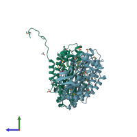 PDB entry 3m84 coloured by chain, side view.