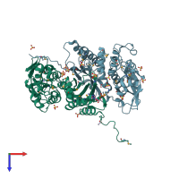 PDB entry 3m84 coloured by chain, top view.