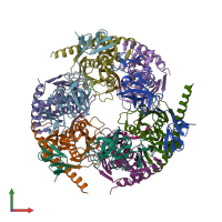 PDB entry 3m85 coloured by chain, front view.