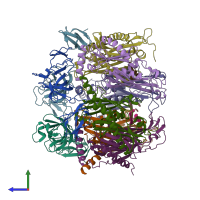PDB entry 3m85 coloured by chain, side view.