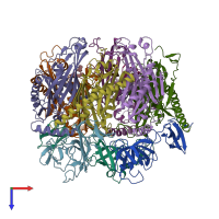 PDB entry 3m85 coloured by chain, top view.