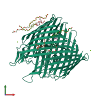PDB entry 3m8b coloured by chain, front view.