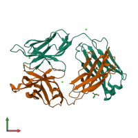 PDB entry 3m8o coloured by chain, front view.