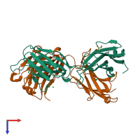PDB entry 3m8o coloured by chain, top view.
