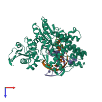 PDB entry 3m8r coloured by chain, top view.