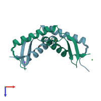 PDB entry 3m92 coloured by chain, top view.