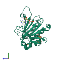 PDB entry 3m93 coloured by chain, side view.