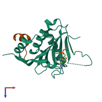 PDB entry 3m93 coloured by chain, top view.