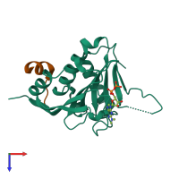 PDB entry 3m94 coloured by chain, top view.