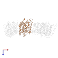 NADH-quinone oxidoreductase subunit NuoM in PDB entry 3m9c, assembly 1, top view.