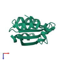 Monomeric assembly 1 of PDB entry 3m9j coloured by chemically distinct molecules, top view.