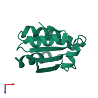 Monomeric assembly 2 of PDB entry 3m9j coloured by chemically distinct molecules, top view.