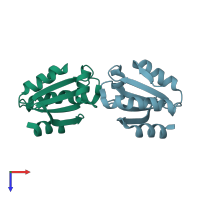 PDB entry 3m9j coloured by chain, top view.