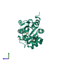 PDB entry 3m9l coloured by chain, side view.