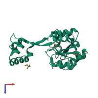 PDB entry 3m9l coloured by chain, top view.