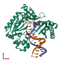 PDB entry 3m9n coloured by chain, front view.