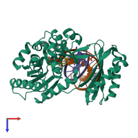 PDB entry 3m9n coloured by chain, top view.