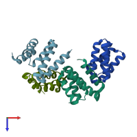 PDB entry 3ma5 coloured by chain, top view.