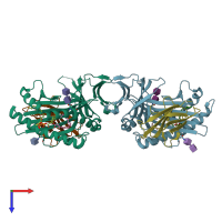 PDB entry 3ma7 coloured by chain, top view.