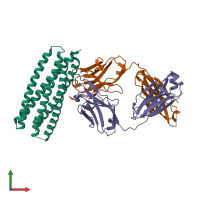 PDB entry 3ma9 coloured by chain, front view.
