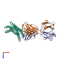 PDB entry 3ma9 coloured by chain, top view.