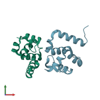 PDB entry 3mab coloured by chain, front view.