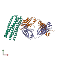 PDB entry 3mac coloured by chain, front view.