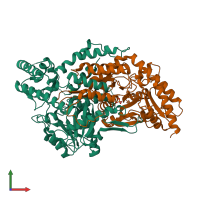 PDB entry 3maf coloured by chain, front view.