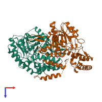 PDB entry 3maf coloured by chain, top view.