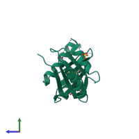 PDB entry 3mah coloured by chain, side view.