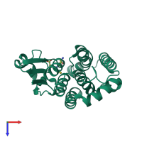 PDB entry 3mak coloured by chain, top view.