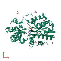 PDB entry 3mam coloured by chain, front view.