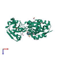 PDB entry 3mam coloured by chain, top view.