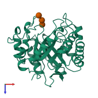 PDB entry 3man coloured by chain, top view.