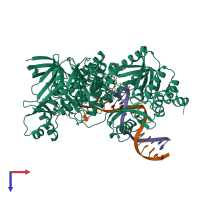 PDB entry 3maq coloured by chain, top view.