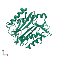 PDB entry 3mat coloured by chain, front view.