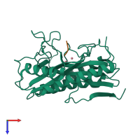 PDB entry 3mat coloured by chain, top view.