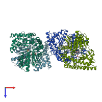 PDB entry 3mau coloured by chain, top view.