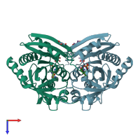 PDB entry 3mb8 coloured by chain, top view.