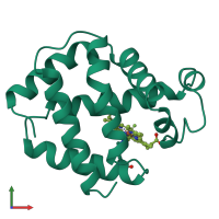 PDB entry 3mba coloured by chain, front view.