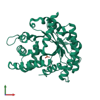 PDB entry 3mbd coloured by chain, front view.