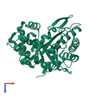 PDB entry 3mbf coloured by chain, top view.