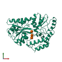 PDB entry 3mbp coloured by chain, front view.